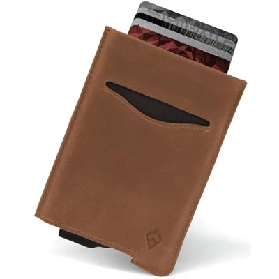 Image of AKIELO RFID Blocking Card Wallet and Gift Box Stylish Leather Credit Holder Contactless Protector (Alpha Tan Edition)