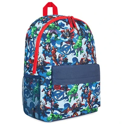 Image of Marvel Kids Backpack, School Bag with Zipped Front Pocket Boys Gifts (Blue)
