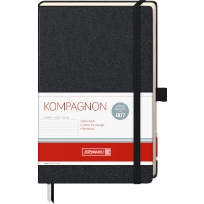 Image of Brunnen Kompagnon 96 Page Lined Notepad Lineature 21 Black 12.5 x 19.5 cm