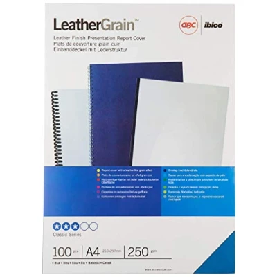 Image of GBC LeatherGrain Binding Covers 250 gsm A4 100 Blue