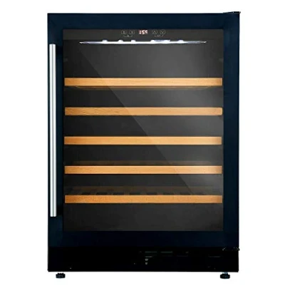 Image of Cookology CWC601BK Freestanding Undercounter Fridge Cabinet 60cm Wine Cooler, 54 Bottle, 135 Litre Capacity, with Digital Temperature Control and Reversible Door in Black