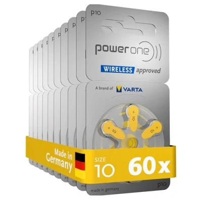 Image of PowerOne Hearing Aid Batteries Size 10 Packs of 6 Cells