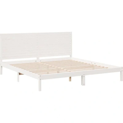 Image of Extra Long Bed Frame without Mattress White 180x210 cm Solid Wood Vidaxl