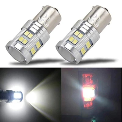 Image of P21w 1156 Ba15s Led Bulb Super Bright White 6000K, with Projector 6W DC10 30V For Backup, Reverse Lights, Stop Drl Turn Signal Light, Rv Lights (Pack Of 2)