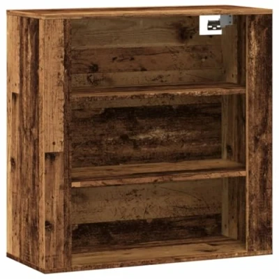 Image of vidaXL Wall Cabinet Bathroom Hanging Old Wood Engineered 3 Spacious Shelves 80x33x80 cm