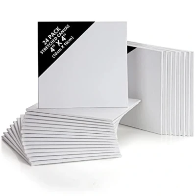 Image of Belle Vous Blank Canvas (24 Pack) 10 x 10cm (4 4 inches) Pre Stretched Panel Boards Suitable for Acrylic and Oil Painting Also Sketching Drawing