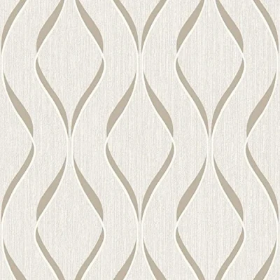 Image of Muriva Indra Wave Cream Silver Wallpaper 335155 Texture Metallic Geometric