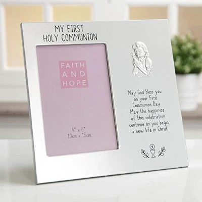 Image of 4&quot; x 6&quot; Faith &amp; Hope Aluminium 1st Communion Frame Girl