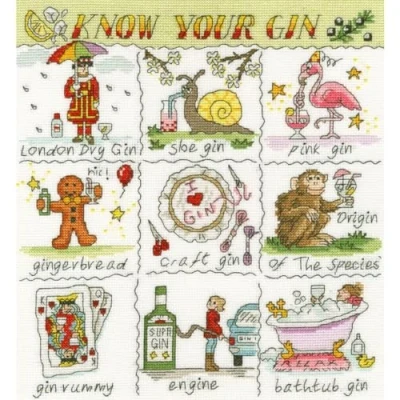 Image of Bothy Threads Cross Stitch Kit Know Your Gin