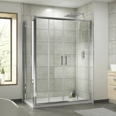 Image of Luxura Pacific Double Sliding Door Shower Enclosure 1700 x 800mm 6mm
