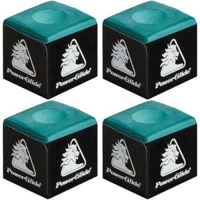 Image of PowerGlide Snooker Pool &amp; Billiard Cue Tip Chalk Green Felt Colour 4 Cubes