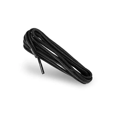 Image of Kaps Waxed Round Shoelaces 100% Natural Cotton Stylish For Dress and Casual Shoes Made in Europe (75 cm 29 inch 4 to 5 eyelet pairs / 91 Black)