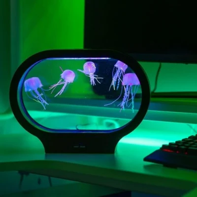 Image of Jellyfish Lamp Kids Bedroom Night Light Colour Changing Aquarium Tank Sensory Mood Lighting LED Novelty Jelly Fish Bedside