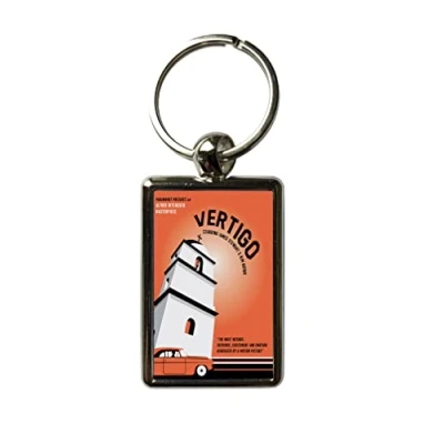 Image of Super Universe Alfred Hitchcock Vertigo Classic Movie Poster Metal Keyring 3 x 4.5 cm