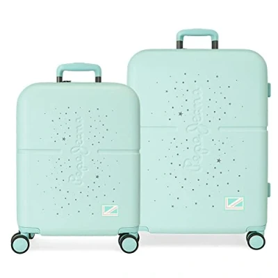 Image of Pepe Jeans Jane Suitcase Set Turquoise 55/70 cm Rigid ABS Built in TSA Closure 116L 7.5 kg 4 Wheels Double Hand Luggage