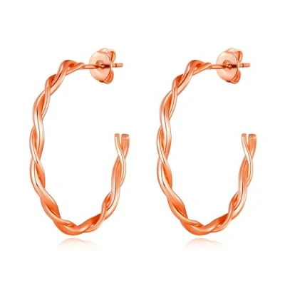 Image of Philip Jones Rose Gold Plated 30mm Twisted Hoop Earrings