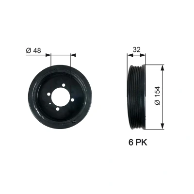 Image of 55575960 Crankshaft Pulley GATES TVD1130 154mm without accessories PowerGrip VAUXHALL: Astra Mk6, Mk5, Corsa Mk3, CHEVROLET: Cruze Saloon