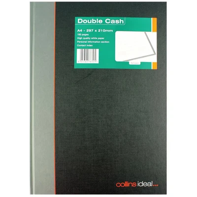 Image of Collins 6424 Ideal Case Bound A4 Double Cash Book 192 Pages, Black