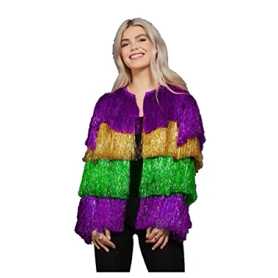 Image of Smiffys Fever Tinsel Mardi Gras Jacket, Fancy Dress, Dress Up Accessories