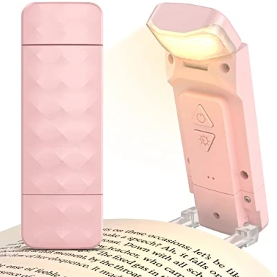 Image of Mexllex Rechargeable Book Reading Light, Eye Caring Light Clip on with 3 Colors Temperatures &amp; 5 Brightness Levels, Portable LED Bookmark Lamp for Bookworms