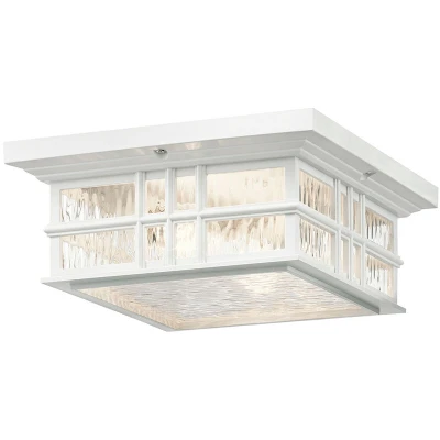 Image of Beacon Outdoor 2 Light Flush Mount, White, IP44, E27
