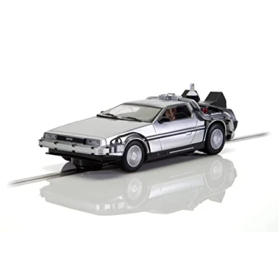 Image of Scalextric Back to The Future vs Knight Rider 1:32 Scale Slot Racing, Time Machine car C4249,Brown