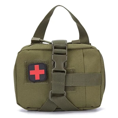 Image of First Aid Kits, Tactical Survival Equipment, Military Molle Pouch EMT Utility Medical Pouches, IFAK Rip Away Bag for Home, Car, Traveling(Green, Empty)