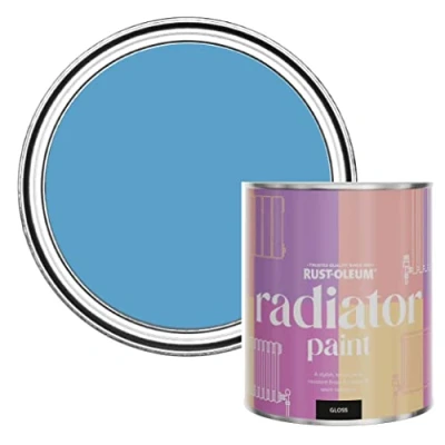 Image of Rust Oleum Blue Heat Resistant Radiator Paint in Gloss Finish Cerulean 750ml