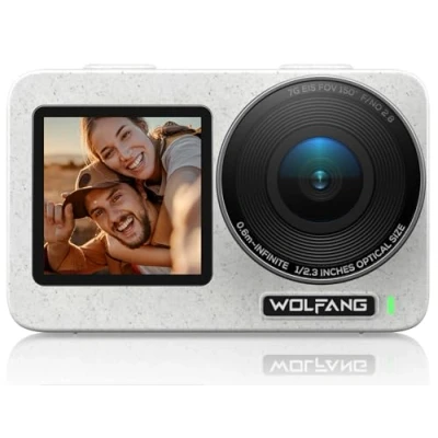 Image of WOLFANG SEEKER ONE Action Camera, 4K 60FPS Dual Screen Colour Display, Waterproof Underwater Ultra Wide 150 FOV, 6X Slow Motion Helmet Camera with GO APE Tech Image Stabilisation