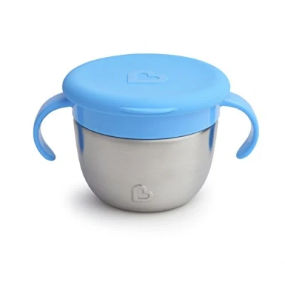 Image of Munchkin® Snack+™ Stainless Steel Snack Catcher Cup with Lid, 9 Ounce, Blue, 1 Pack