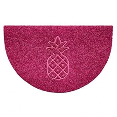Image of Nicoman Embossed Halfmoon Half Circle Door Mat Dirt Trapper Jet Washable Doormat 70x44cm (Pink, PINEAPPLE Shape) Use Indoor or Sheltered Outdoor