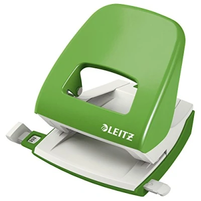Image of Leitz Hole Punch, 30 Sheets, Guide Bar with Format Markings, Metal, NeXXt Range, 50080050 Light Green