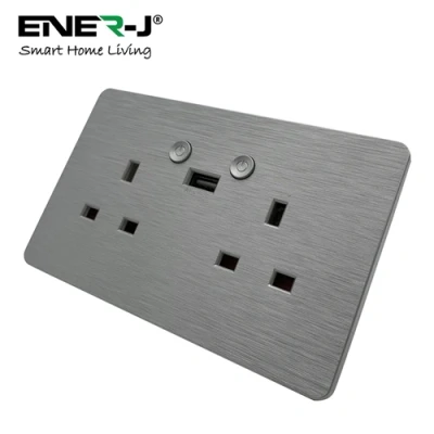 Image of Ener J Smart Wi Fi 13A Twin Wall Sockets with 1 USB Port Silver Brushed Finish