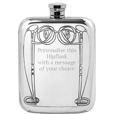 Image of English Pewter Company Charles Rennie McIntosh 6oz Hip Flask. Personalised with Free Engraving [CRM334]