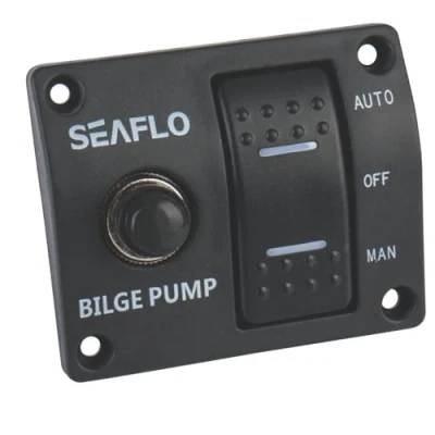 Image of SEAFLO 3 Way Bilge Pump Panel Rocker Switch Automatic/Off/Manual with Built in 15A Circuit Breaker 12v 24v 32v