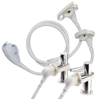 Image of Croydex Freeway Secura Shower Attachment for Bath Taps with 1m hose length, Compatible Round and Oval Basin Taps, Controllable Spray Pressure, Double Push on White, AA107422