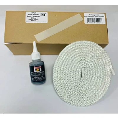 Image of PotteryproUK PPUK Stove Rope 6mm x 3 metres &amp; 50ml Glue Kit for Woodburners Log Burners Pizza Oven. Door Seal