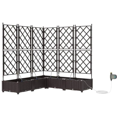 Image of vidaXL Garden Planters with Water Irrigation System 5 pcs Brown
