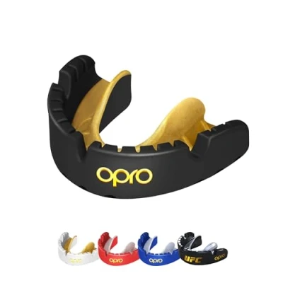 Image of OPRO Gold Level Mouthguard for Braces Premium Fit Gum Shield Adult (Age 10+) Mouth Guard Boxing and MMA, Easy Self Rugby Hockey Protection with Dental Warranty