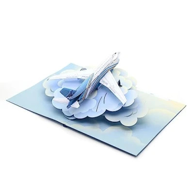 Image of 3D Pop Up Airplane Card for All Occasions, Handmade Card, Souvenir, Birthday Greetings Him/Her, Pilot Gift
