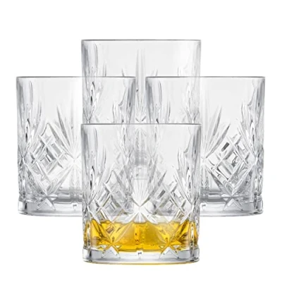 Image of Schott Zwiesel Whisky Glass Show (Set of 4), Graceful Tumbler for with Relieff, Dishwasher Safe Crystal Glasses (Item No. 121877),