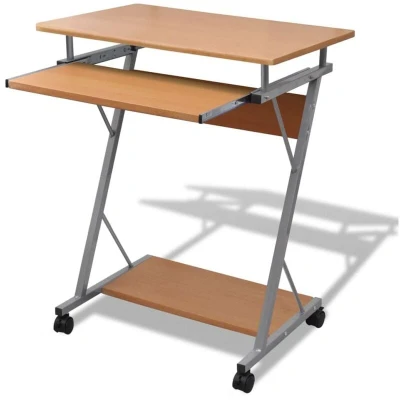 Image of vidaXL Compact Computer Desk with Pull out Keyboard Tray Brown