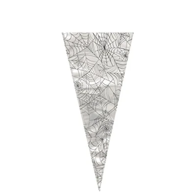Image of Unique Party 62521 Spider Web Halloween Cone Cellophane Bags, Pack of 20