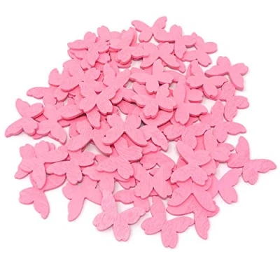 Image of Pink 20mm Wooden Confetti Butterflies Shabby Chic Craft Scrapbook Vintage Butterfly (100)