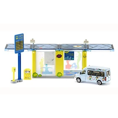 Image of siku 5509, Bus Stop, Plastic, Multicolour, Incl. Mercedes Benz Sprinter (metal) and ticket machine
