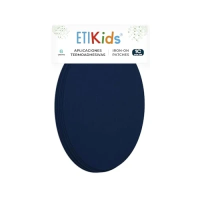 Image of 6 Iron On Knee Pads Elbows to Protect Your Clothes and Repair of Trousers, Jackets, Sweaters, Shirts. 16cm x 10cm (Light Navy)