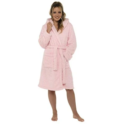 Image of Ladies Foxbury Fluffy Robe LN1191 Pink 16 18