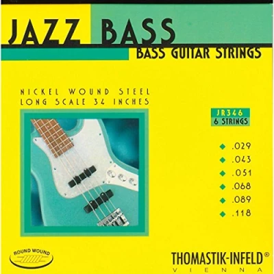 Image of Thomastik Saiten für E Bass Jazz Serie Nickel Round Wound Roundcore Satz JR346 6 string roundwound long scale 34&quot;