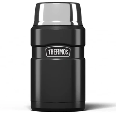 Image of Thermos Stainless King Food Flask, 710ml Capacity Sleek Multi Purpose Flask for Daily Prep Durable Steel with Gun Metal Finish Ideal On the Go Meals &amp; Drinks