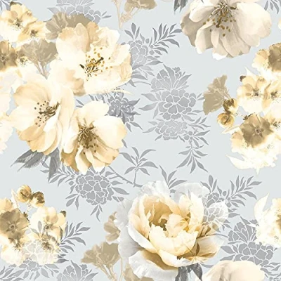 Image of Catherine Lansfield Dramatic Floral Wallpaper Ochre Yellow